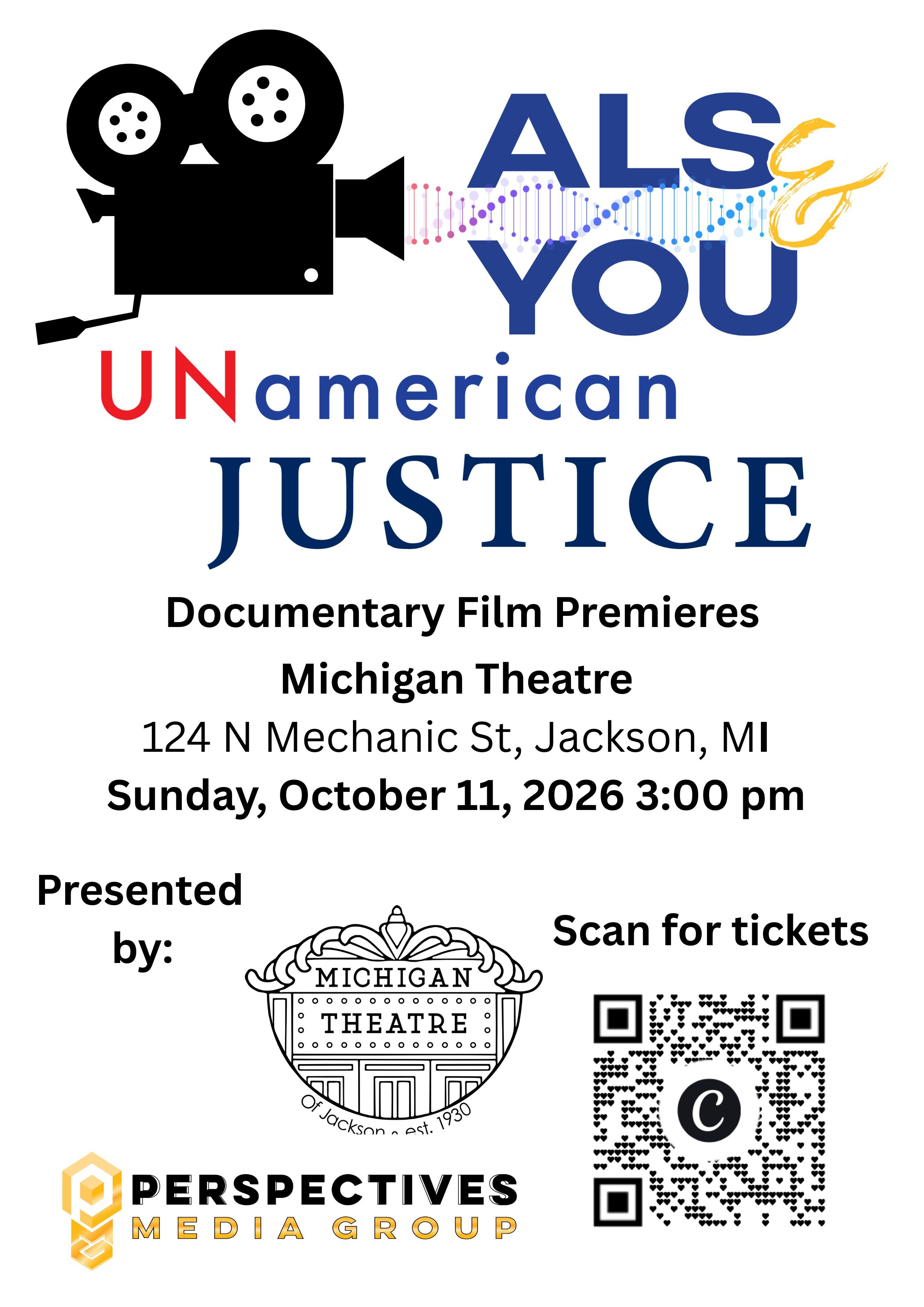 Flyer for the ALS and You documentary premiere in Jackson on October 11, 2026